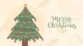Christmas New Year vintage pine tree cartoon card Royalty Free Stock Photo