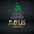 Merry christmas and happy new year greeting card lettering.