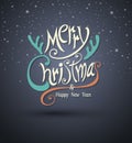 Merry christmas and Happy new year greeting card lettering.