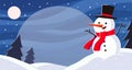 Background Set of Christmas landscape with snowman on snow ground. Royalty Free Stock Photo