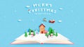 Merry Christmas and Happy new year greeting card in paper cut style. Vector illustration Christmas celebration background Royalty Free Stock Photo