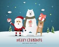 Merry Christmas and Happy new year greeting card in paper cut style. Vector illustration Christmas celebration background. Banner Royalty Free Stock Photo