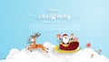 Merry Christmas and Happy new year greeting card in paper cut style. Vector illustration Christmas celebration background with Royalty Free Stock Photo