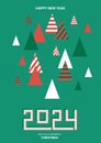 Merry Christmas and Happy New Year 2024 of greeting card, poster, holiday cover. Modern Christmas poster design for 2024. Royalty Free Stock Photo