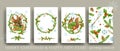 Merry Christmas Happy New Year greeting card set of festive xmas decoration. holiday invitation collection. Carto