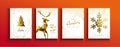 Christmas and new year gold low poly deer card set Royalty Free Stock Photo