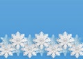 Merry christmas and happy new year greeting card. Snowflake on blue background with copy space for text Royalty Free Stock Photo