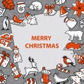 Merry Christmas and Happy New Year greeting card template Royalty Free Stock Photo