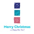 Merry Christmas and Happy New Year greeting card template. Vector illustrations Royalty Free Stock Photo