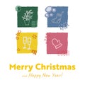 Merry Christmas and Happy New Year greeting card template. Vector illustrations Royalty Free Stock Photo