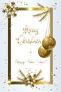 Merry Christmas and Happy New Year 2024 Greeting Card Template Winter Holiday Gold Decoration Royalty Free Stock Photo