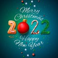 Merry Christmas and Happy New Year 2022 greeting card