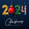 Merry Christmas and Happy New Year 2024 greeting card Royalty Free Stock Photo