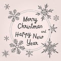 Merry Christmas and Happy New Year greeting card. Cute Xmas banner. Royalty Free Stock Photo