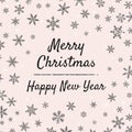 Merry Christmas and Happy New Year greeting card with sparkles, snowflakes Royalty Free Stock Photo