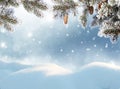 Merry Christmas and happy new year greeting card. Winter landscape with snow . Royalty Free Stock Photo