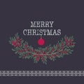 Merry christmas and happy new year greeting card wreath background Royalty Free Stock Photo