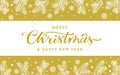 Merry Christmas New Year hand lettering Xmas card Royalty Free Stock Photo