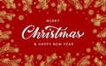 Merry Christmas Happy New Year hand lettering card Royalty Free Stock Photo