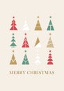 Merry Christmas and Happy New Year greeting cards, posters, holiday covers. Modern Xmas design. Christmas tree, ball, decoration Royalty Free Stock Photo