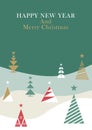 Merry Christmas and Happy New Year greeting cards, posters, holiday covers. Modern Xmas design. Christmas tree, ball, decoration Royalty Free Stock Photo