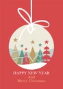 Merry Christmas and Happy New Year greeting cards, posters, holiday covers. Modern Xmas design. Christmas tree, ball, decoration Royalty Free Stock Photo