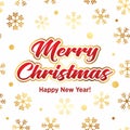 Merry Christmas and Happy New Year. Inscription on a festive background. Royalty Free Stock Photo