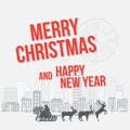 Merry Christmas and Happy New Year greetings card