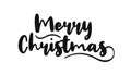 Merry Christmas and Happy New Year handwritten text. Merry Christmas hand drawn black text for greeting card Royalty Free Stock Photo