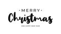 Merry Christmas and Happy New Year handwritten text. Merry Christmas hand drawn black text for greeting card Royalty Free Stock Photo