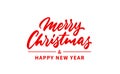 Merry Christmas and Happy New Year handwritten text