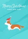 Christmas and new year holiday Corgi dog card