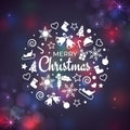 Merry Christmas and happy new year holiday greeting card. Xmas design elements on bokeh background. Vector christmas illustration Royalty Free Stock Photo