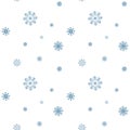 Merry Christmas and Happy New Year holiday seamless pattern with blue snowflakes isolated on white background Royalty Free Stock Photo