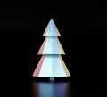 Merry Christmas and Happy New Year holographic tree. Christmas holographic trendy design with Xmas pine fir tree for greeting card