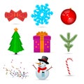 Merry Christmas and Happy New Year Vector Icon Set Isolated Royalty Free Stock Photo