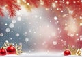 Merry Christmas illustration with balls and fir branches on a blurred background with bokeh with place for text Royalty Free Stock Photo