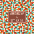 Merry Christmas & Happy New Year illustration. Winter holiday geometry vector pattern. Decorative red orange blue brown seamless Royalty Free Stock Photo