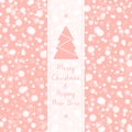 Merry Christmas & Happy New Year illustration. Winter holiday snowflake vector pattern. Decorative pink white background with snow Royalty Free Stock Photo