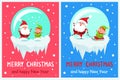 Merry Christmas Jumping Santa Vector Illustration