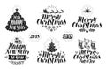 Merry Christmas and Happy New Year, label set. Xmas, holiday icon or logo. Lettering, typographic design vector