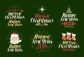 Merry Christmas, Happy New Year, label set. Xmas, yuletide, holiday icon or logo. Lettering, calligraphy vector Royalty Free Stock Photo