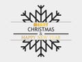 Merry Christmas and Happy New Year. Layer with shadow over snowflake. Greeting card design template. Vector Royalty Free Stock Photo