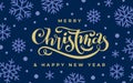 Merry Christmas Happy New Year lettering card Xmas Royalty Free Stock Photo