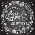 Merry Christmas and Happy New Year Lettering Design Card