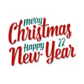 Merry Christmas Happy New Year 2022 lettering. Isolated on white Royalty Free Stock Photo
