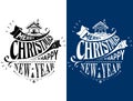 Merry Christmas, Happy New Year lettering logo design