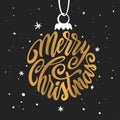 Merry Christmas and Happy New Year lettering template. Greeting card or invitation. Vector vintage illustration. Royalty Free Stock Photo