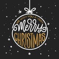 Merry Christmas and Happy New Year lettering template. Greeting card or invitation. Vector vintage illustration. Royalty Free Stock Photo