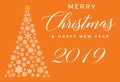 Merry Christmas and Happy New Year 2019 lettering template. Greeting card or invitation. Winter holidays related typograph Royalty Free Stock Photo